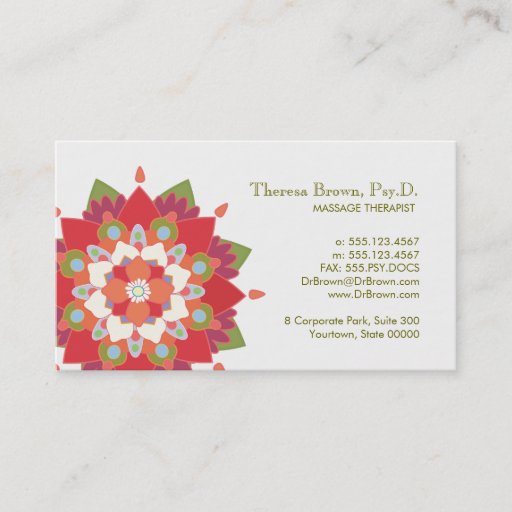 Customizable Massage Therapy Red Lotus Appointment Card Business Card Template