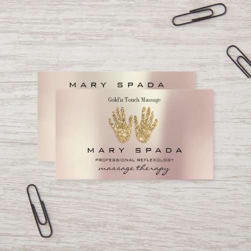 Massage Therapy Reflexology Hands Reiki Rose Gold2 Business Card