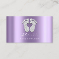 Massage Therapy Reflexology Purple  Glitter Feet Business Card