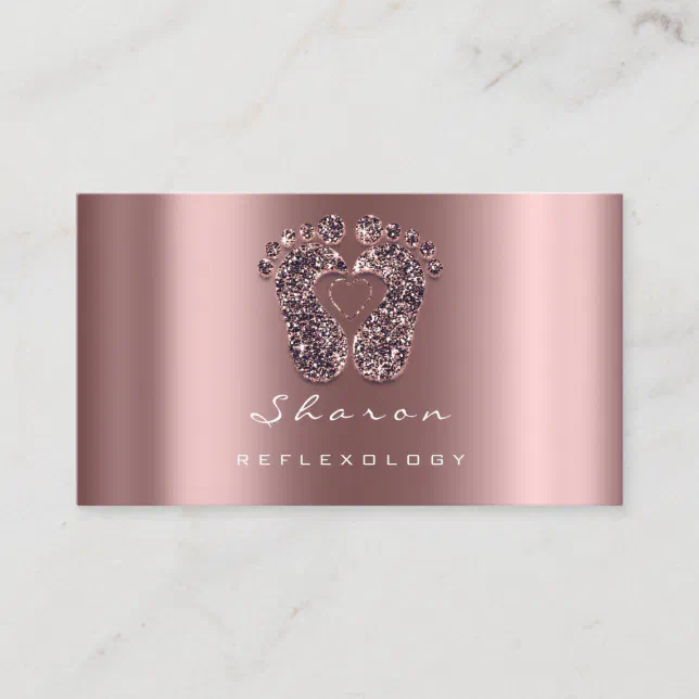 Massage Therapy Reflexology Rose Bean Glitter Feet Business Card Zazzle 4328