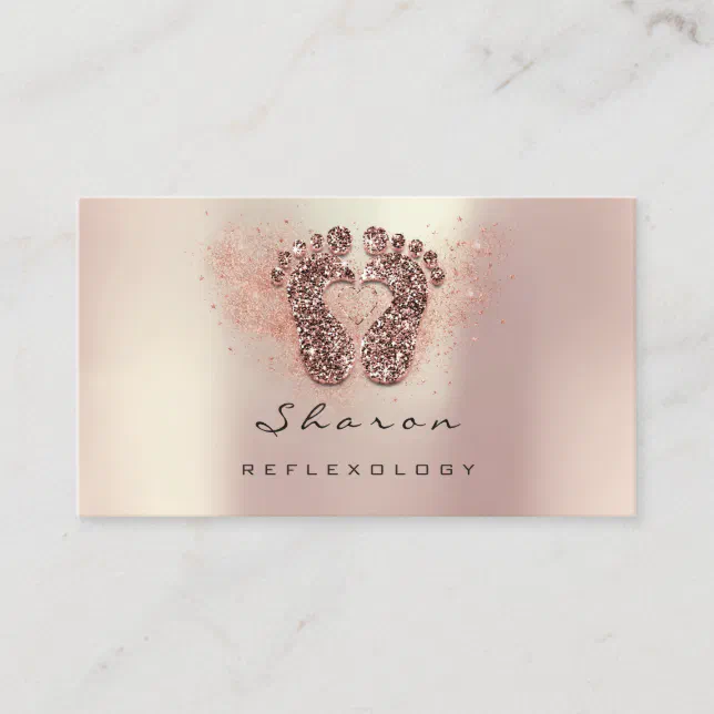 Massage Therapy Reflexology Rose Gold Glitter Dust Business Card Zazzle 8145