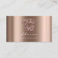 Massage Therapy Reflexology Rose Gold Glitter Feet Business Card