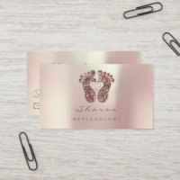 Massage Therapy Reflexology Rose Gold Glitter Gray Business Card