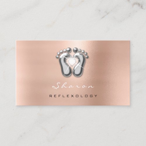 Massage Therapy Reflexology Rose Gold Gray Spark Business Card