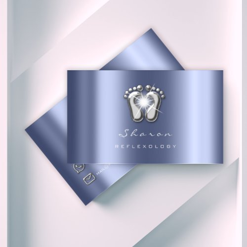 Massage Therapy Reflexology Silver Gray Blue Spark Business Card