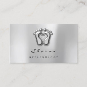 Massage Therapy Reflexology Silver Gray Grey Business Card