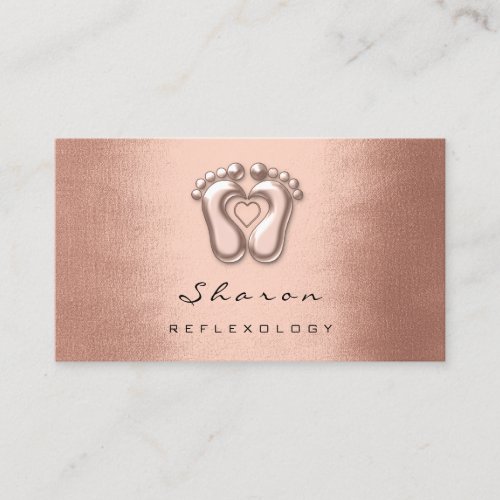 Massage Therapy Reflexology Therapist Copper Rose Business Card