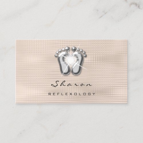 Massage Therapy Reflexology Therapist Silver Ivory Business Card