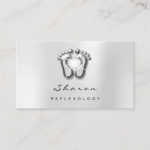 Massage Therapy Reflexology Therapist Silver Spark Business Card