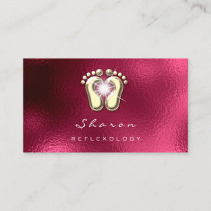 Massage Therapy Reflexology Therapy Gold Burgundy Business Card