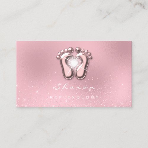Massage Therapy Reflexology Therapy Pink Rose Business Card