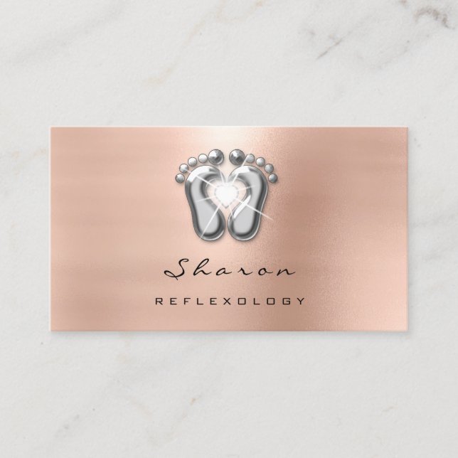 Massage Therapy Reflexology Therapy Rose Silver Business Card (Front)