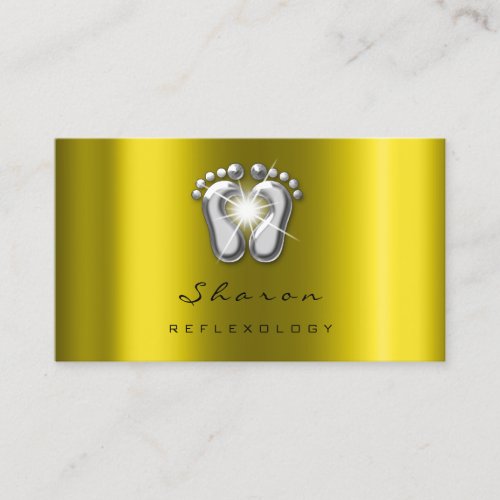Massage Therapy Reflexology Therapy Silver Mustard Business Card