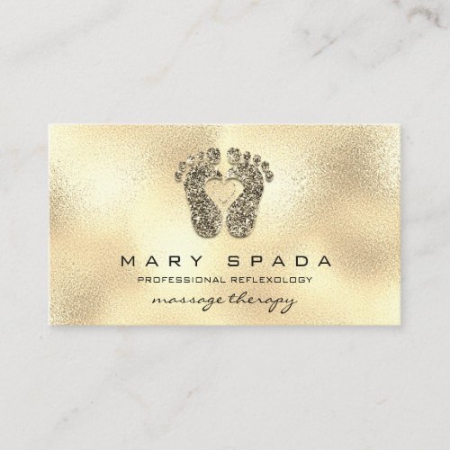 Massage Therapy Reflexology Wellne Reiki Faux Gold Business Card