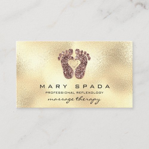 Massage Therapy Reflexology Wellne Reiki Rose Gold Business Card