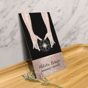 Massage Therapy Reiki Spa Rose Gold Healing Hands Business Card