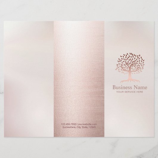 Massage Therapy Rose Gold Life Tree Spa Tri-Fold (Front)