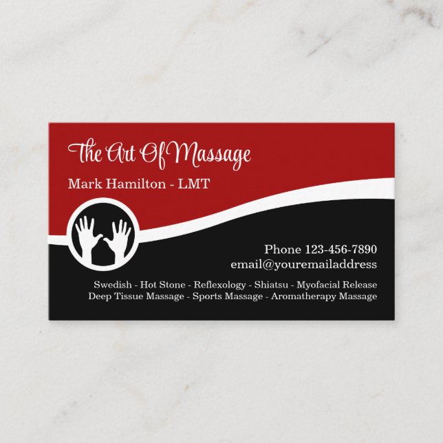Massage Therapy Services Modern Business Cards (Front)