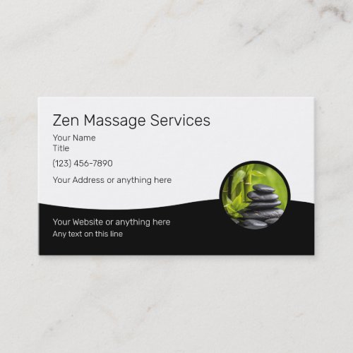 Massage Therapy Services Zen Design Business Card
