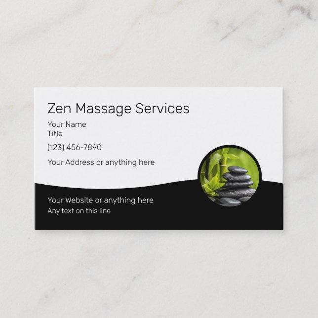 Massage Therapy Services Zen Design Business Card (Front)