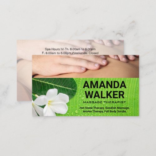 Massage Therapy Session  Flower and Leaf Appointment Card