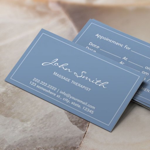 Customizable Simple Blue Massage Therapist Appointment Card Business Card Template