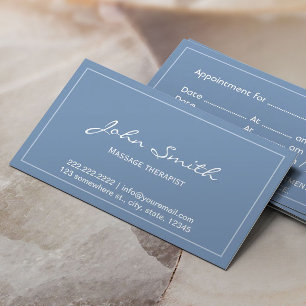 Massage Therapy Simple Blue Appointment Card
