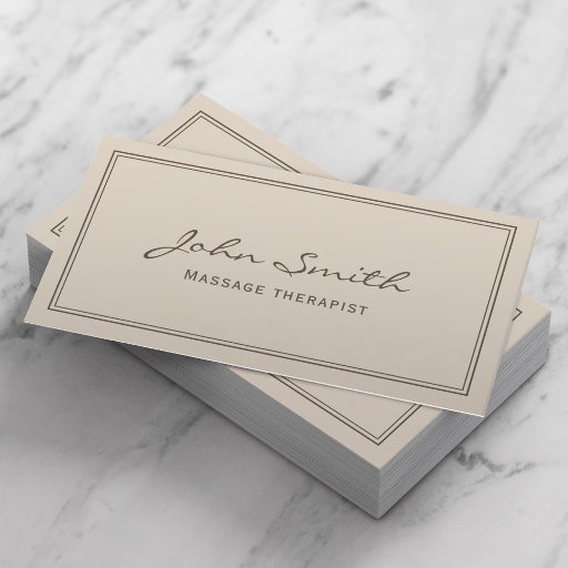 Customizable Massage Therapy Simple Framed Plain Beige Business Card