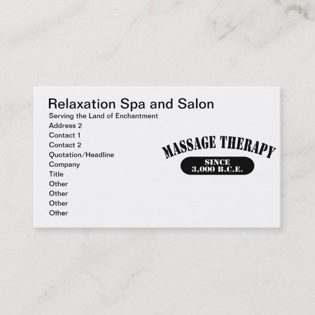 Massage Therapy Since 3,000 B.C.E. Appointment Card (Front)