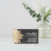Massage Therapy Spa Gold Floral Rustic Chalkboard Business Card (Standing Front)