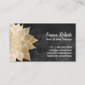 Massage Therapy Spa Gold Floral Rustic Chalkboard Business Card (Front)
