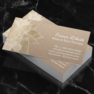 Massage Therapy Spa Gold Floral Rustic Kraft Business Card