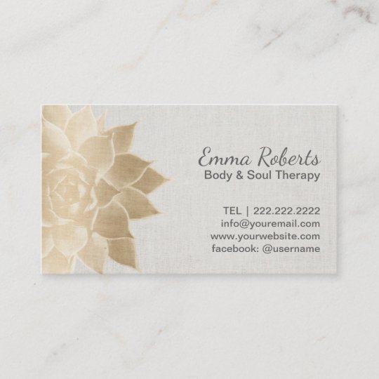 Massage Therapy Spa Gold Floral Vintage Linen Business Card