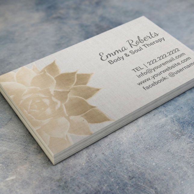Massage Therapy Spa Gold Floral Vintage Linen Business Card (Creator Uploaded)