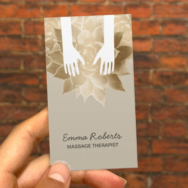 Massage Therapy Spa Healing Hands & Vintage Flower Business Card
