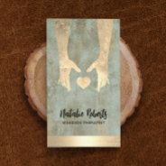 Massage Therapy Vintage Gold Healing Hands & Heart Business Card at Zazzle