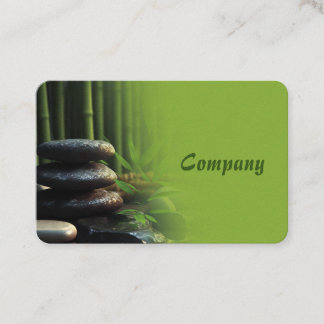 Massage Zen Stones Spa Wellness tranquility green Business Card