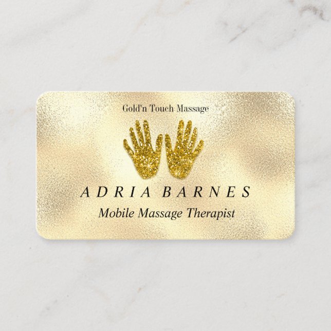 MassageTherapy Reflexology Hands Reiki Rose Gold' Business Card (Front)
