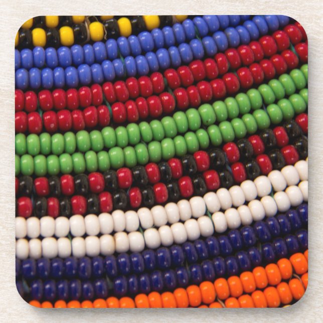 Massai Tribal Bead Pattern Beverage Coaster (Front)