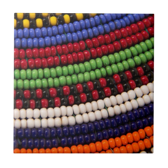 Massai Tribal Bead Pattern Ceramic Tile (Front)