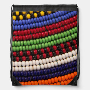 Massai Tribal Bead Pattern Drawstring Bag