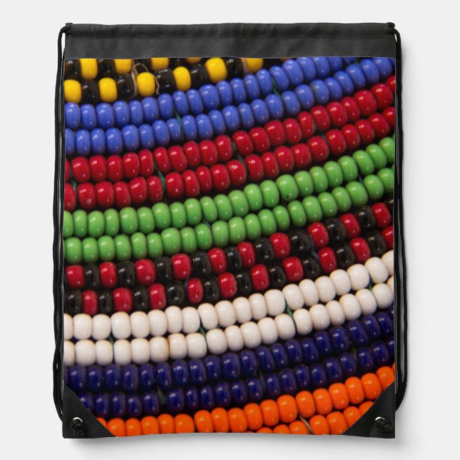 Massai Tribal Bead Pattern Drawstring Bag (Front)