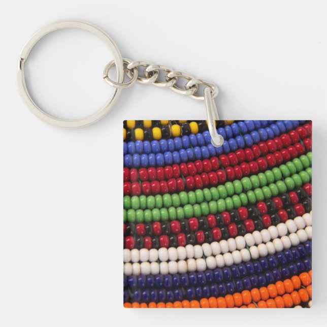 Massai Tribal Bead Pattern Keychain (Front)