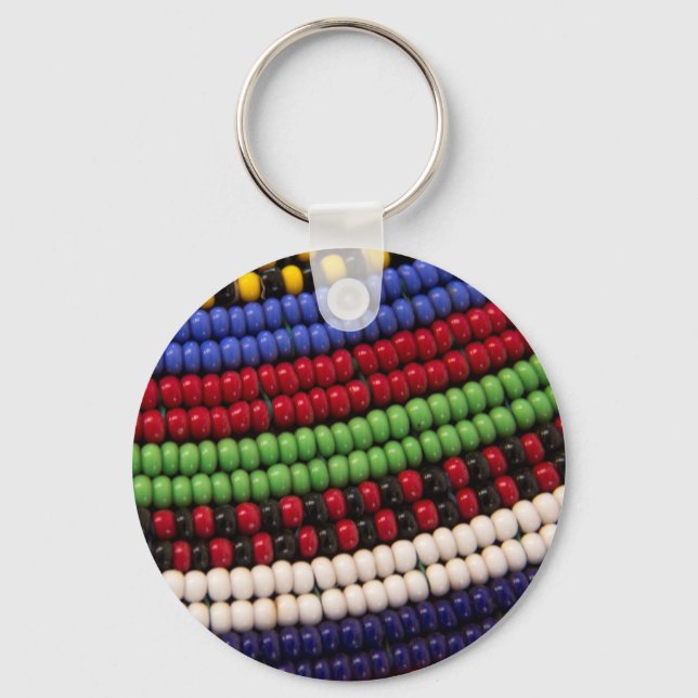 Massai Tribal Bead Pattern Keychain (Front)