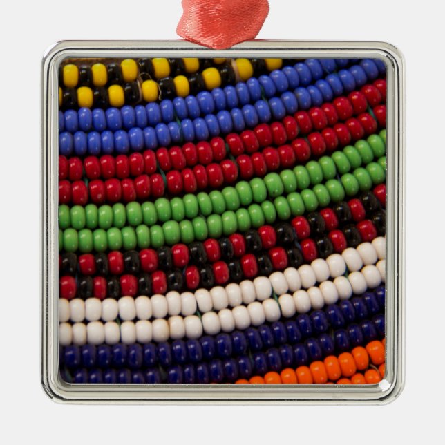 Massai Tribal Bead Pattern Metal Ornament (Front)