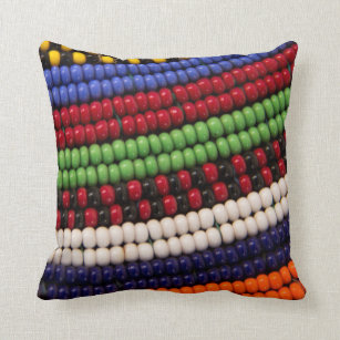 Massai Tribal Bead Pattern Throw Pillow