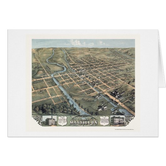 Massillon, OH Panoramic Map - 1870 Cards (Front Horizontal)