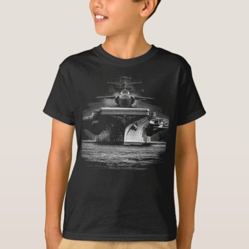 massive aircraft carrier on the sea T_Shirt