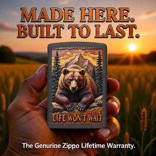 Massive Grizzly Bear Forest Lookout Zippo Lighter
