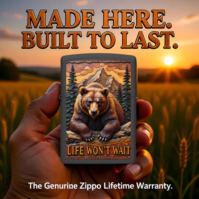 Massive Grizzly Bear Forest Lookout Zippo Lighter (Creator Uploaded)